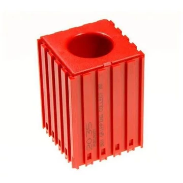 Műanyag doboz 27,5 mm átmérőjű zsinórok tárolására - K 28, 5x5 modul, piros szín.