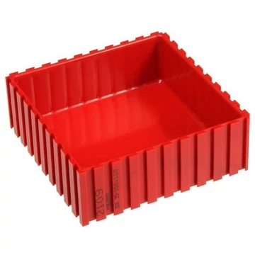 Műanyag tálca, 102x102x35 mm, modul 10x10, piros szín.