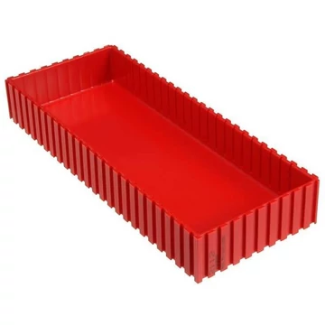 Műanyag tálca, 102x252x35 mm, modul 10x25, piros szín.