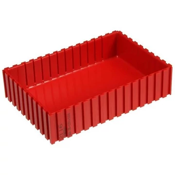 Műanyag tálca, 152x102x35 mm, modul 15x10, piros színű.