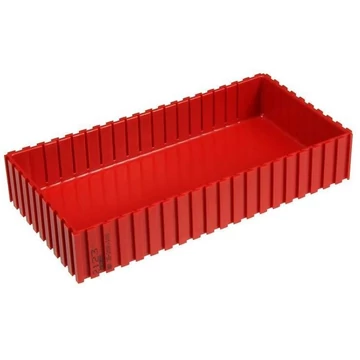 Műanyag tálca, 202x102x35 mm, modul 20x10, piros szín.