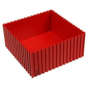 Műanyag tálca, 152x152x70 mm, modul 15x15, piros színű.