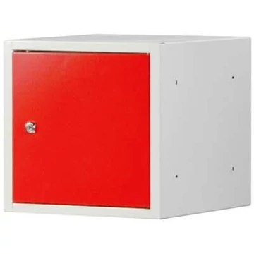Egyszeres szekrény fémből, 350x350 mm, az ajtó színe piros RAL3000