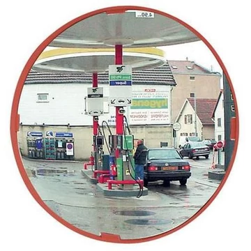 Multifunkcionális tükör piros kerettel kültérre, kerek alakú, 400 mm