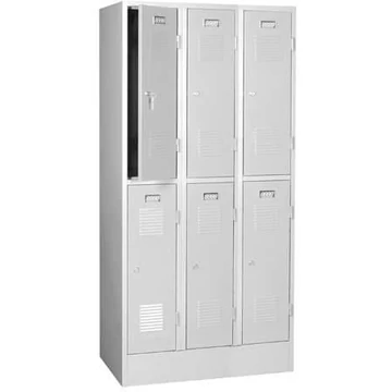 Hegesztett acélszekrény, vízszintesen osztva, 6 rekesz, szélesség 900 mm, az ajtó színe szürke RAL7035