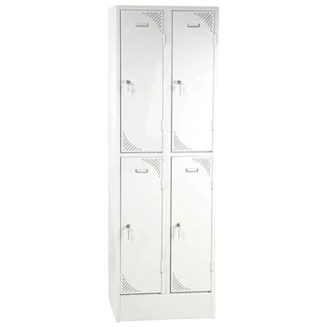 Hegesztett acélszekrény, vízszintesen osztva, 4 rekesz, szélesség 600 mm, ajtó színe szürke RAL7035