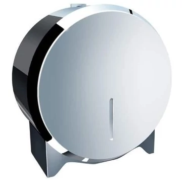 WC-papír adagoló ipari tekercsekhez, 19 cm-es tekercsátmérő, fényes rozsdamentes acél.