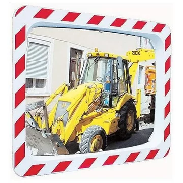 Forgalmi tükör kültérre, piros / fehér biztonsági kerettel, 1150 x 950 mm