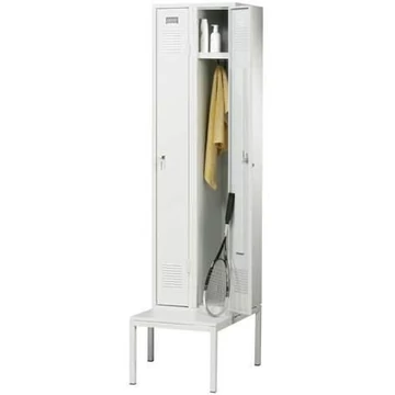 Helytakarékos ruhatár paddal, 2 x 250 mm, az ajtó színe szürke RAL7035