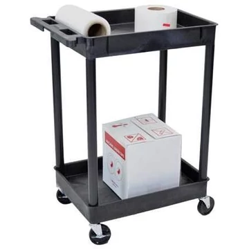 Műanyag kocsi, 2 tálca, ma x h x sz: 950x610x460 mm, fekete színű.