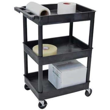 Műanyag kocsi, 3 tálca, ma x h x sz: 980x610x460 mm, fekete színű.