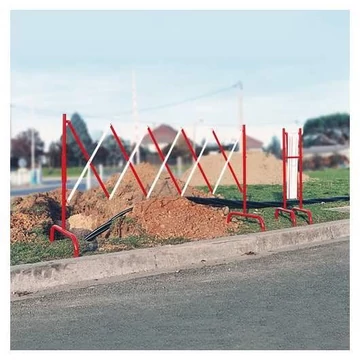 Ollós lezárórács, acélszerkezet, 3 m hosszú, piros és fehér