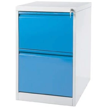 Függőmappás szekrény ECONOMY, A4 formátum, 2 fiók, ma x sz x mé: 704x405x623 mm, világosszürke RAL7035 / kék RAL5005