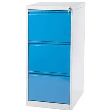 Függőmappás szekrény ECONOMY, A4 formátum, 3 fiók, ma x sz x mé: 1012x405x623 mm, világosszürke RAL7035 / kék RAL5005