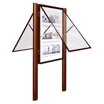 „2000” kirakat, kétoldalas, kültérre, 1350 x 1710 mm, vízszintesen elfordítható ajtó, lila-piros színű RAL3004