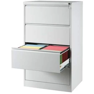 Iratszekrény A4-es felfüggesztési fájlokhoz, 4 kétirányú fiók, ma x sz x mé: 1285x775x630 mm, színes fehér RAL9010