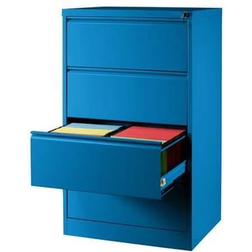Iratszekrény A4-es akasztókhoz, 4 kétirányú fiók, ma x sz x mé: 1285x775x630 mm, kék színű RAL5010