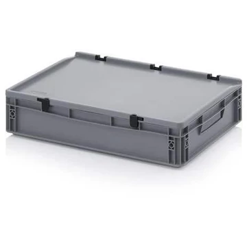 Euro tároló fedéllel, szürke, 600 x 400 x 135 mm