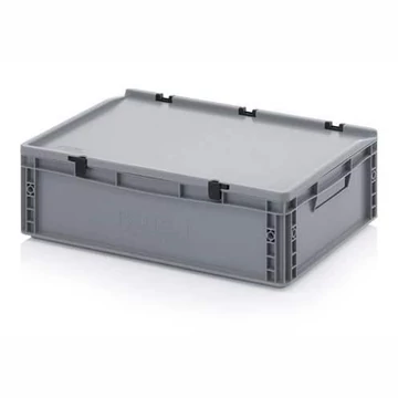 Euro tároló fedéllel, szürke, 600 x 400 x 185 mm