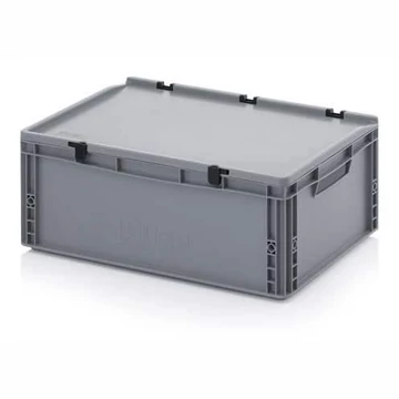 Euro tároló fedéllel, szürke, 600 x 400 x 235 mm