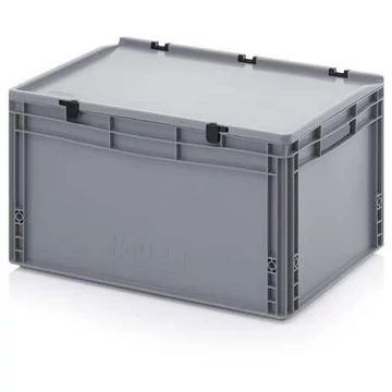 Euro tároló fedéllel, szürke, 600 x 400 x 335 mm