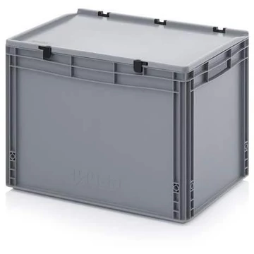Euro tároló fedéllel, szürke, 600 x 400 x 435 mm