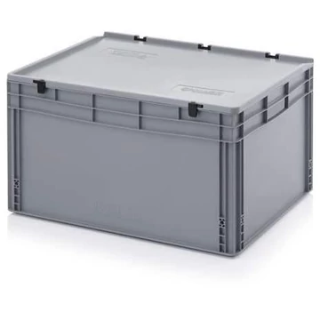 Euro tároló fedéllel, szürke, 800 x 600 x 435 mm