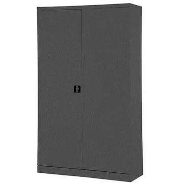 Polcos műhelyszekrény, szárnyas ajtók, ma x sz x mé: 1990 x 1000 x 435 mm, polcterhelés 60 kg, szín: fekete RAL9005