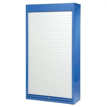 Műhelyszekrény, ma x sz x mé: 1950 x 1044 x 405 mm, alumínium redőnyök, 3 x polc 100 kg, sötétkék színű RAL5010