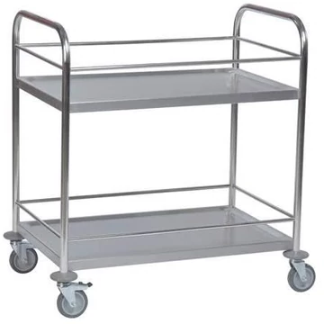 Rozsdamentes acél kocsi 2 szintes, védőkorláttal, ma x sz x mé: 940x590x910 mm