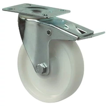 Beálló szállítógörgő fékkel, poliamid, átm. 80 mm, teherbírása 125 kg