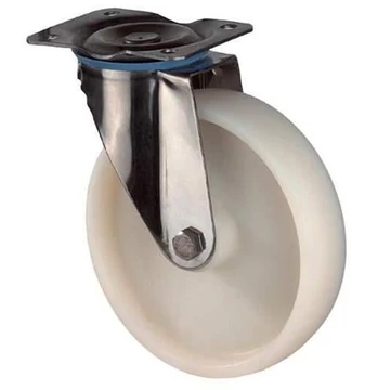 Rozsdamentes acél beálló görgő, poliamid, átm. 80 mm, teherbírás 100 kg
