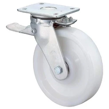 Beálló szállítógörgő fékkel, műanyag kerék, átm. 250 mm, teherbírása 1400 kg