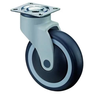 Beálló készülékgörgő, műanyag villa, átm. 125 mm, csavarozható lemezzel, teherbírása 120 kg