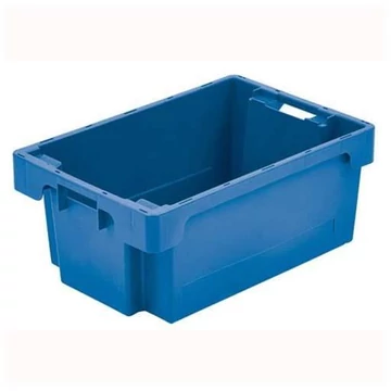 Elforgatva egymásra-egymásba rakható tárolók, DSBN, 32 l térfogat, ma x sz x mé: 600 x 400 x 200 mm, kék színű