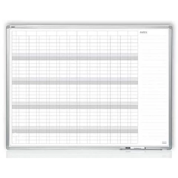 Tábla éves tervezésű nyomtatási rácsral, mágneses, 1200 x 900 mm