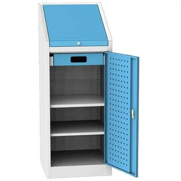 Műhelyszekrény, könnyű, alacsony felépítésű, ma x sz x mé: 1300 x 500 x 500 mm, 1 fiók, 2 polc, világosszürke RAL7035 / kék RAL5012