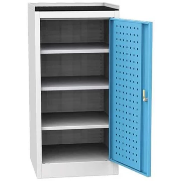 Műhelyszekrény, könnyű, alacsony felépítésű, ma x sz x mé: 1030 x 500 x 500 mm, 3 polc, világosszürke RAL7035 / kék RAL5012