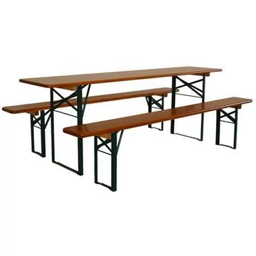 Padgarnitúra asztallal, összecsukható acél váz, asztal hossza 2,2 m