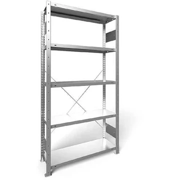 Dugaszolható állvány CLIP, mag.: 2000 mm, 5 polc 1000 x 300 mm, teherbírás 100 kg, horganyzott, alapelem