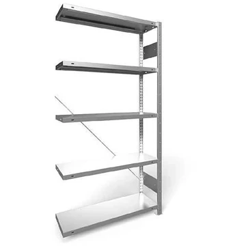 Dugaszolható állvány CLIP, mag.: 2000 mm, 5 polc 1000 x 300 mm, teherbírás 100 kg, horganyzott, toldalék állvány