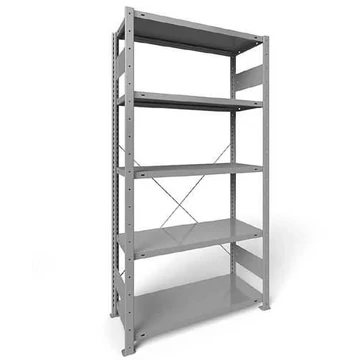 Dugaszolható állvány CLIP, mag.: 2000 mm, 5 polc 1000 x 400 mm, teherbírás 100 kg, világosszürke RAL7035, alapelem