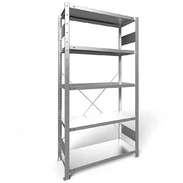 Dugaszolható állvány CLIP, mag.: 2000 mm, 5 polc 1000 x 400 mm, teherbírása 230 kg, horganyzott, alapelem