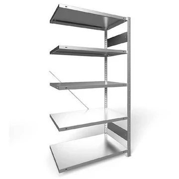 Dugaszolható állvány CLIP, mag.: 2000 mm, 5 polc 1000 x 600 mm, teherbírása 230 kg, horganyzott, toldalék állvány