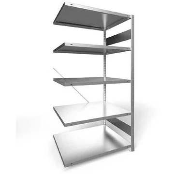 Dugaszolható állvány CLIP, mag.: 2000 mm, 5 polc 1000 x 800 mm, teherbírása 230 kg, horganyzott, toldalék állvány