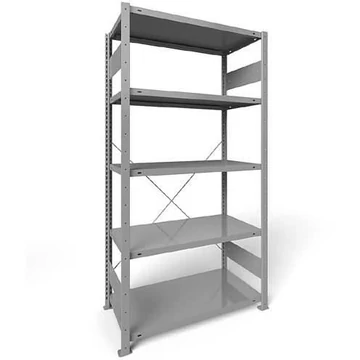 Dugaszolható állvány CLIP, mag.: 2000 mm, 5 polc 1000 x 500 mm, teherbírás 230 kg, világosszürke RAL7035, alapelem