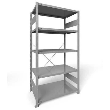 Dugaszolható állvány CLIP, mag.: 2000 mm, 5 polc 1000 x 600 mm, teherbírás 230 kg, világosszürke RAL7035, alapelem