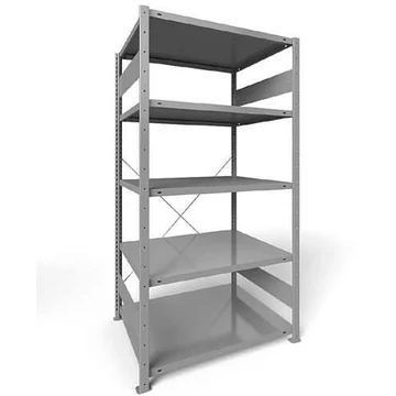 Dugaszolható állvány CLIP, mag.: 2000 mm, 5 polc 1000 x 800 mm, teherbírás 230 kg, világosszürke RAL7035, alapelem