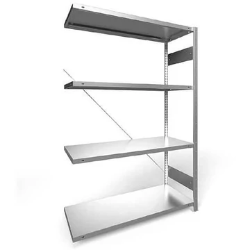 Dugaszolható állvány, mag.: 2000 mm, 4 polc 1300 x 500 mm, teherbírása 230 kg, horganyzott, toldalék állvány