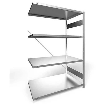 Dugaszolható állvány, mag.: 2000 mm, 4 polc 1300 x 800 mm, teherbírása 230 kg, horganyzott, toldalék állvány